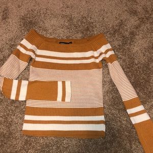 Off-the-shoulder Striped Sweater